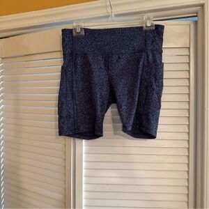 Athleta Navy Patterned Bike Shorts